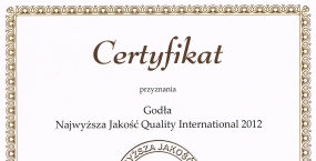 Certyfikat Najwyższa Jakość 2012 dla Axami!